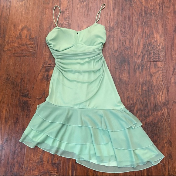 City Triangles Dresses & Skirts - Vintage 90s y2k city triangles green fairycore mini asymmetrical dress